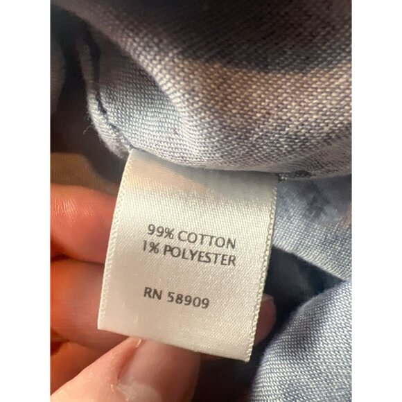 ROWM Blue & White Checkered Mens Long Sleeve Button Down Shirt L Soft - Picture 5 of 6